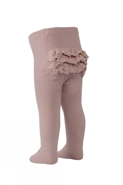 Wool/cotton tights with lace