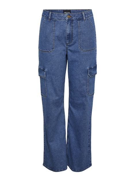 PCALLY MW STRAIGHT CARGO DENIM PANTS