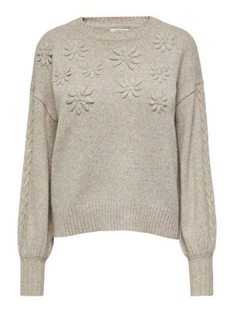 ONLROSETTA LS EMBR O - NECK KNT