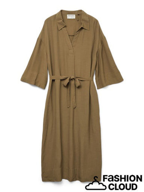 VMROSITA 3/4 V-NECK CALF DRESS